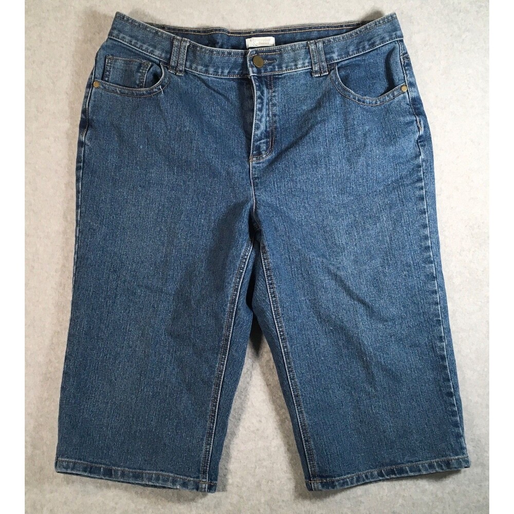 Christopher & Banks Capri Jeans Womens Stretch 14 Dark Wash Blue Denim High Rise